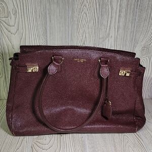 Henri Bendel Soho Tote Wine Leather Shoulder Bag Purse